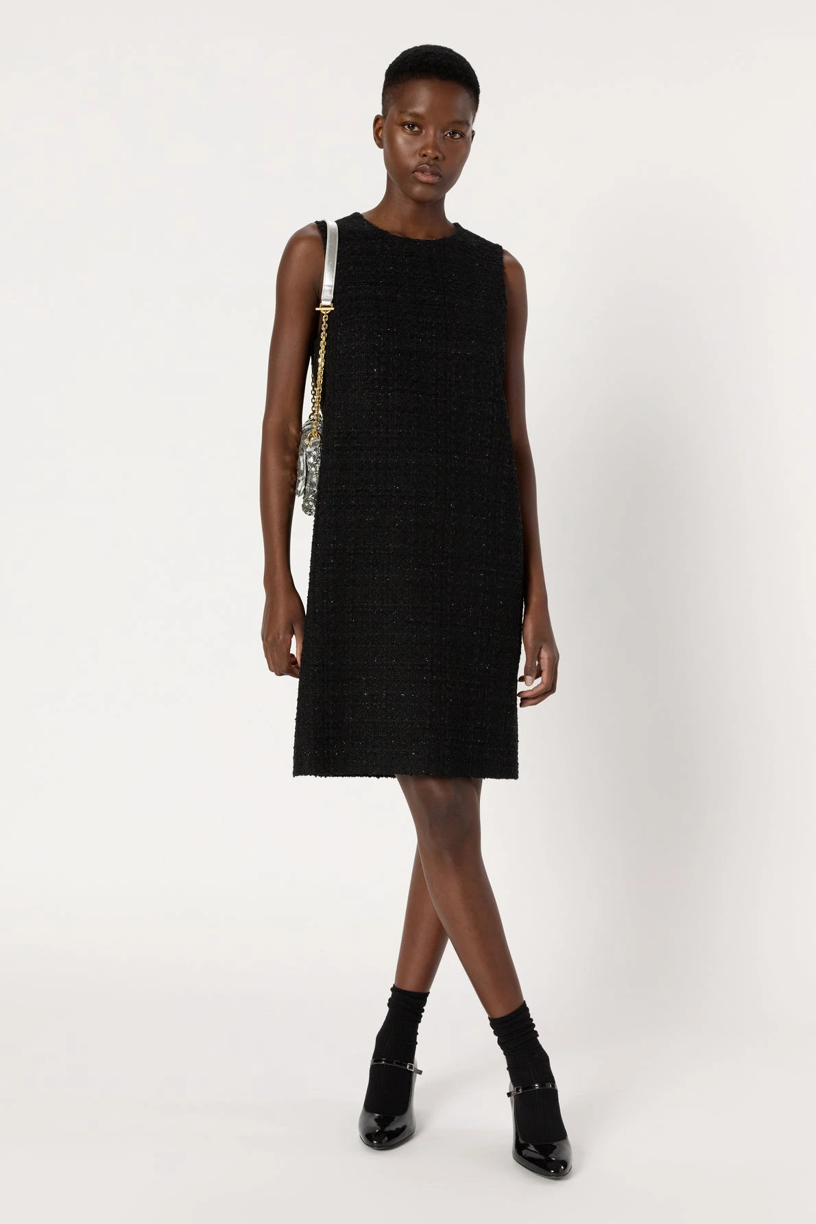 Robe-sans-manche-en-tweed-et-lurex-LILA-gerard-darel-maroc-total-look