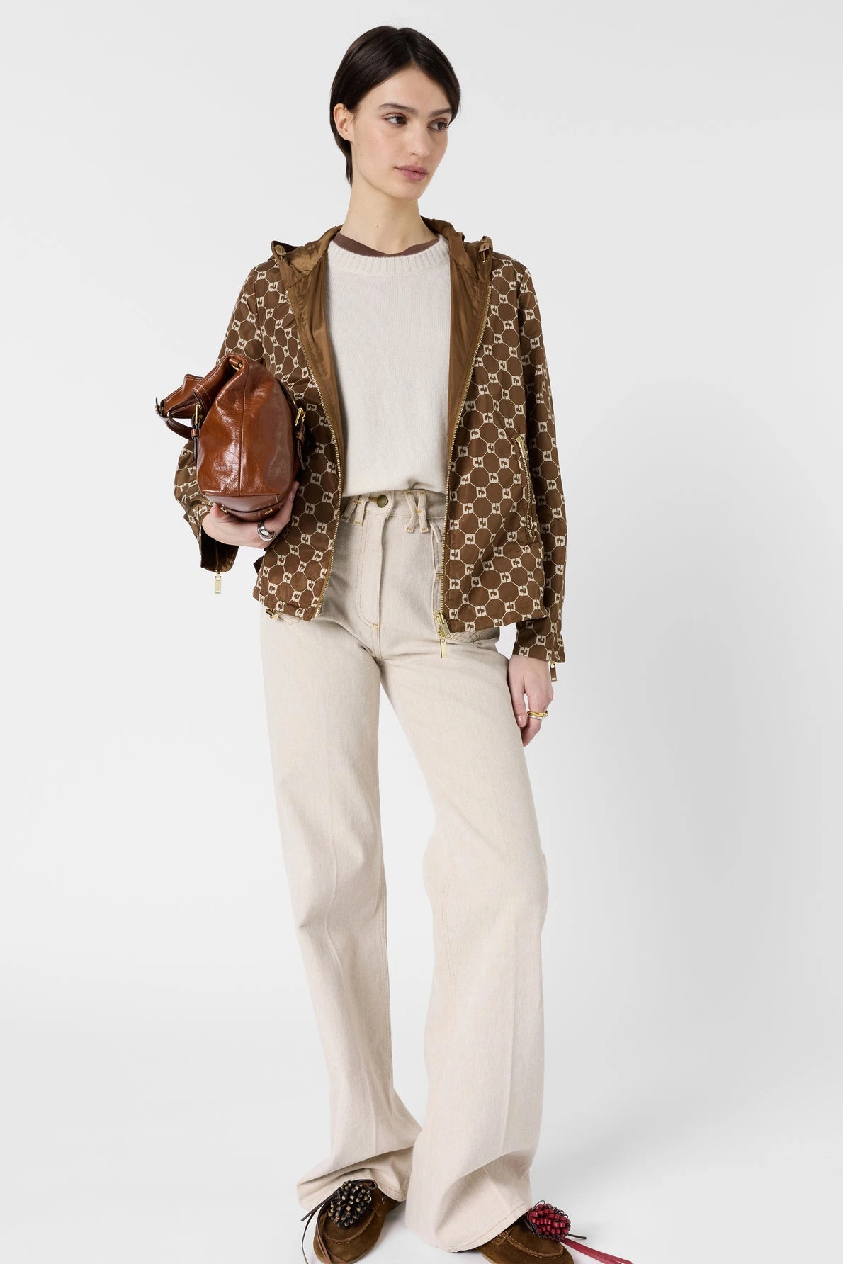 Look femme avec parka Juline caramel