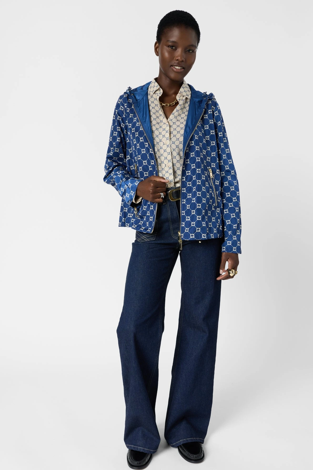 Look femme avec parka Juline indigo