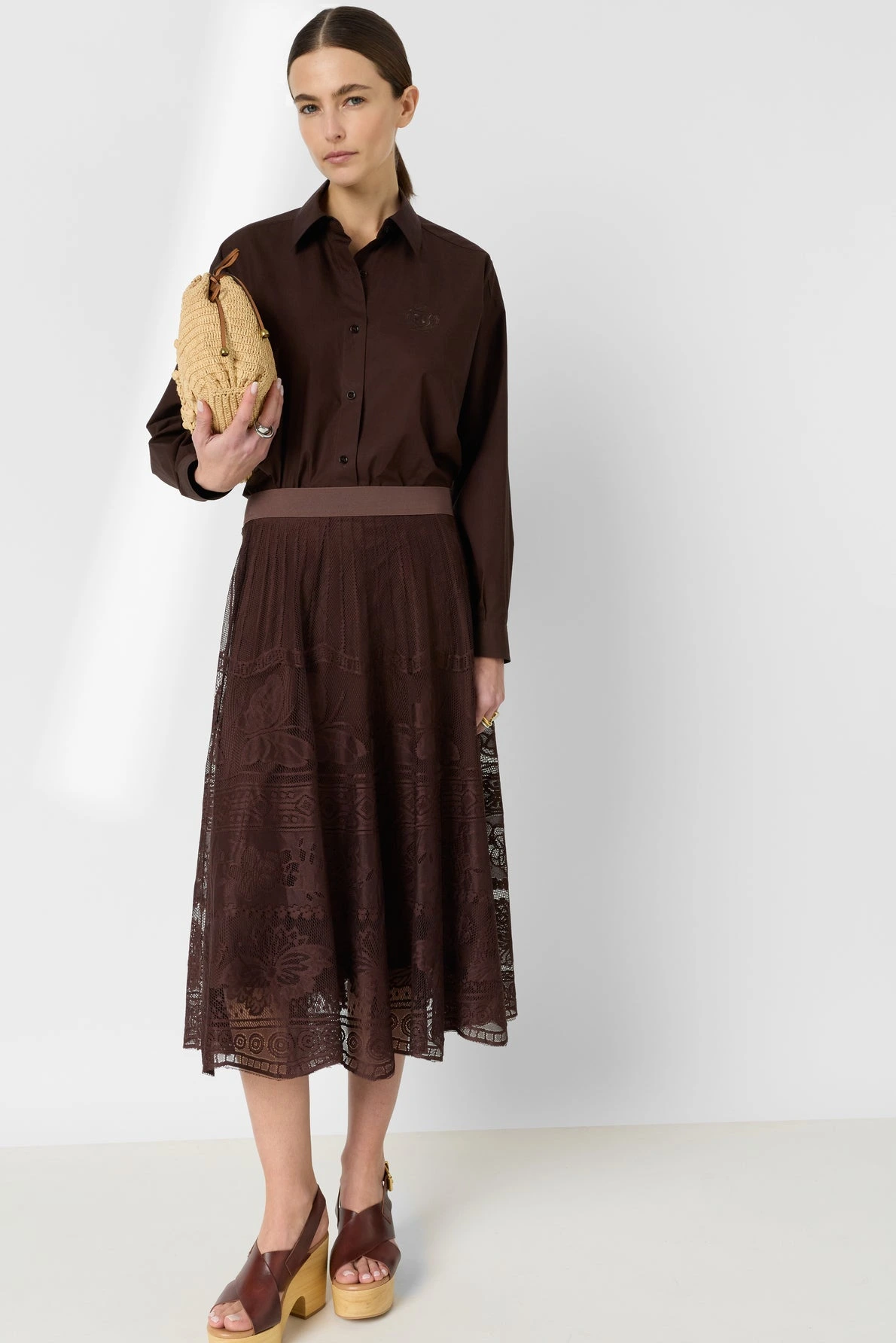 Look femme avec chemise Chrina marron