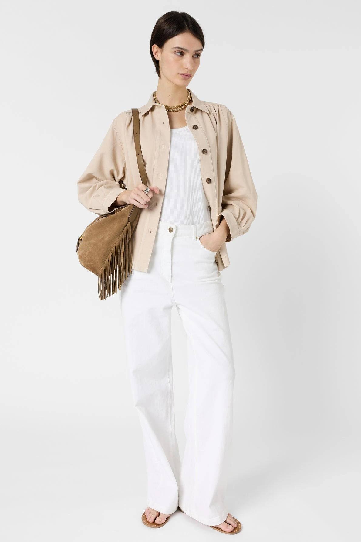 Look femme avec surchemise Tinaja sable