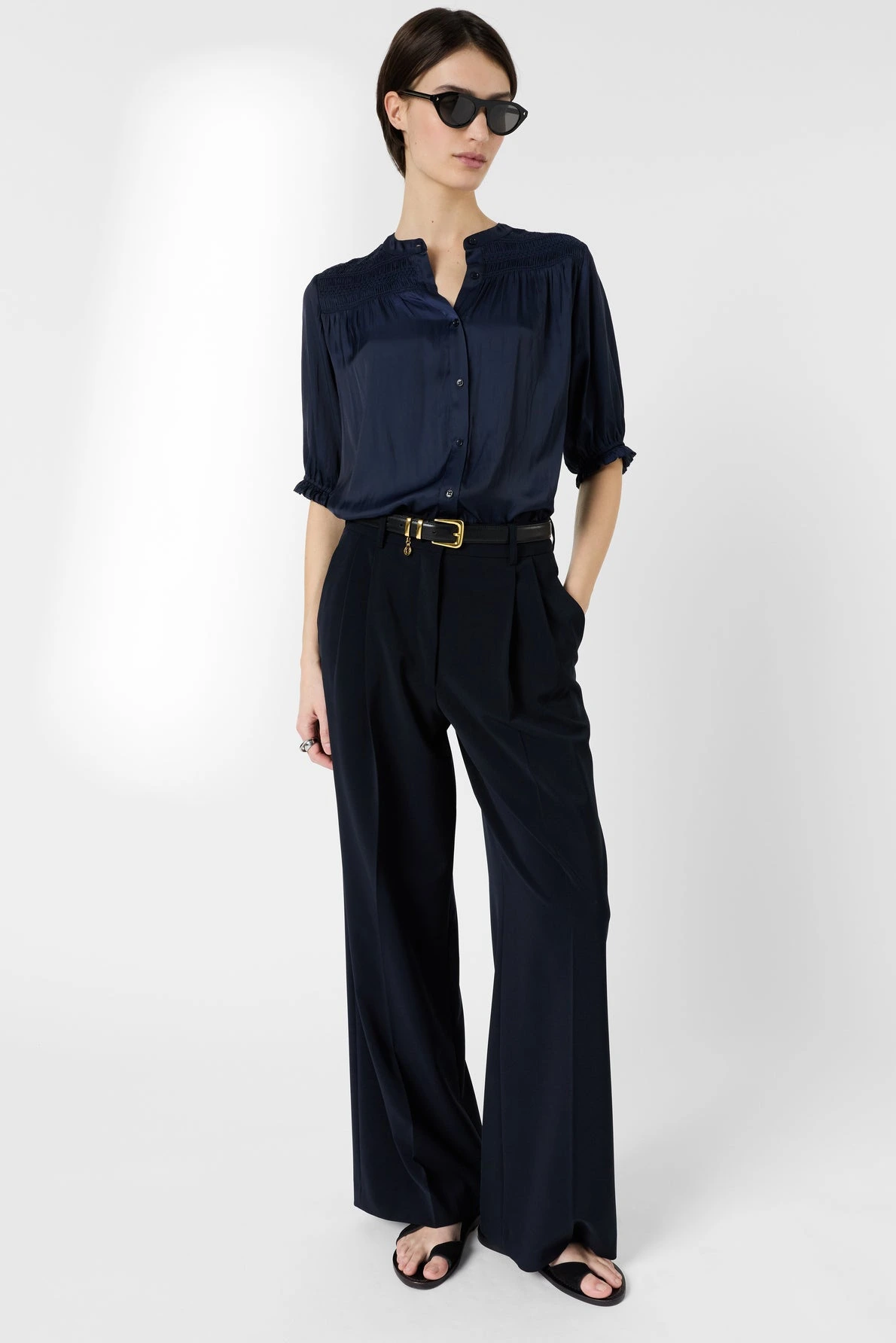 Look femme avec chemise Catrine marine