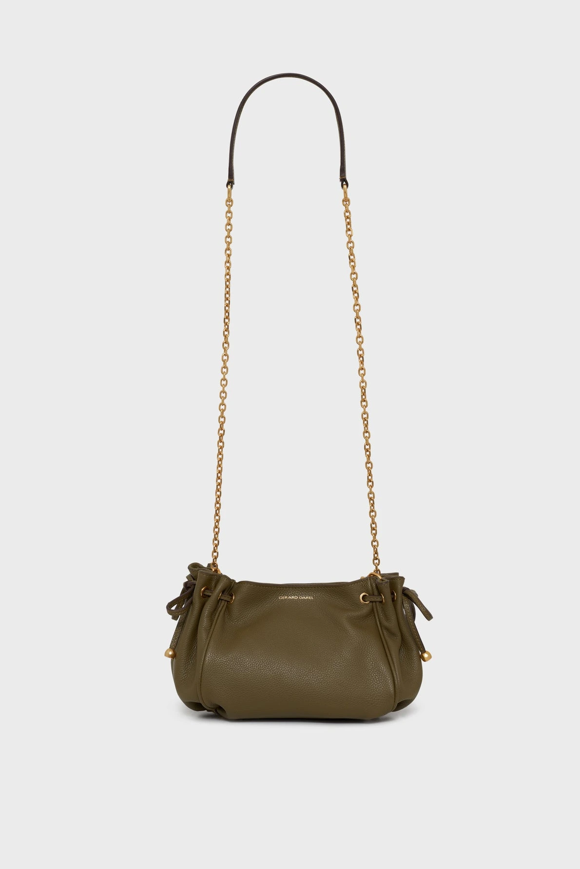 Mini 24 kaki en cuir grainé femme
