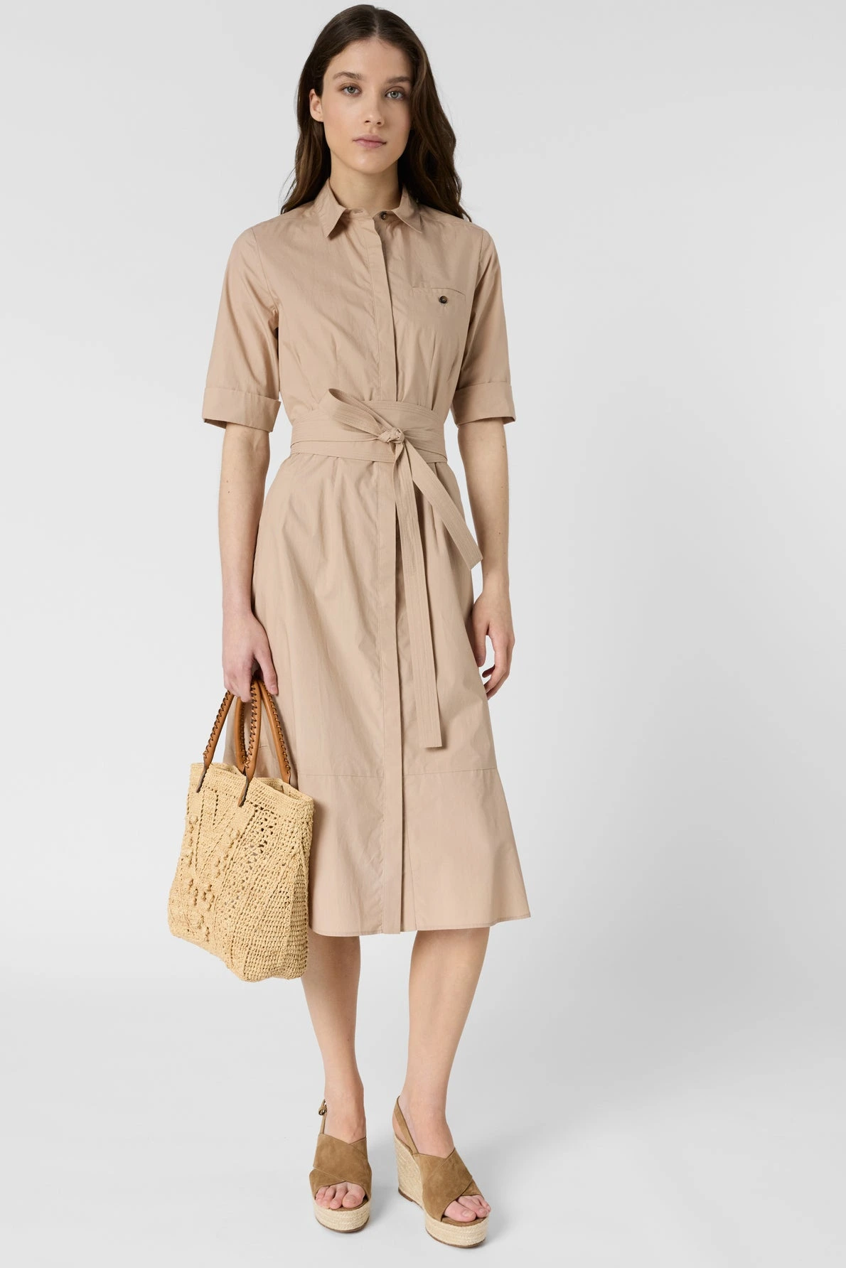 Look femme avec robe Rana camel