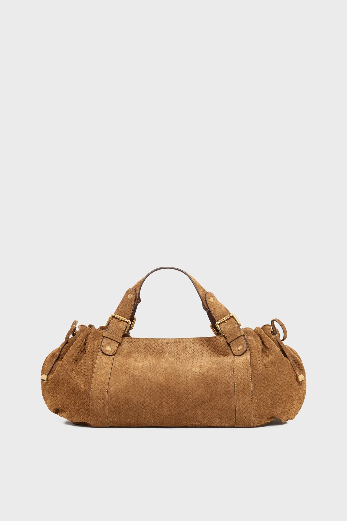 Sac 24H ambre en cuir velours effet tressé femme