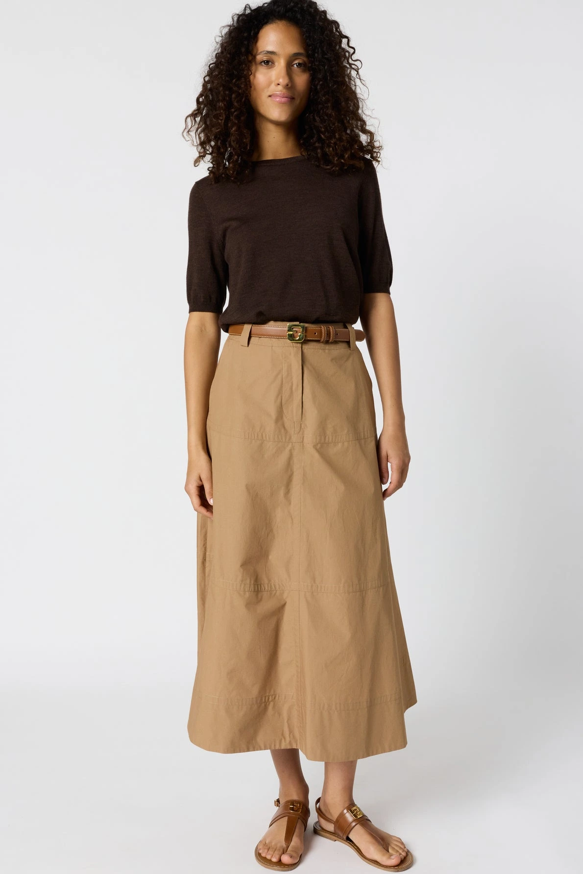 Look femme avec jupe Jina caramel