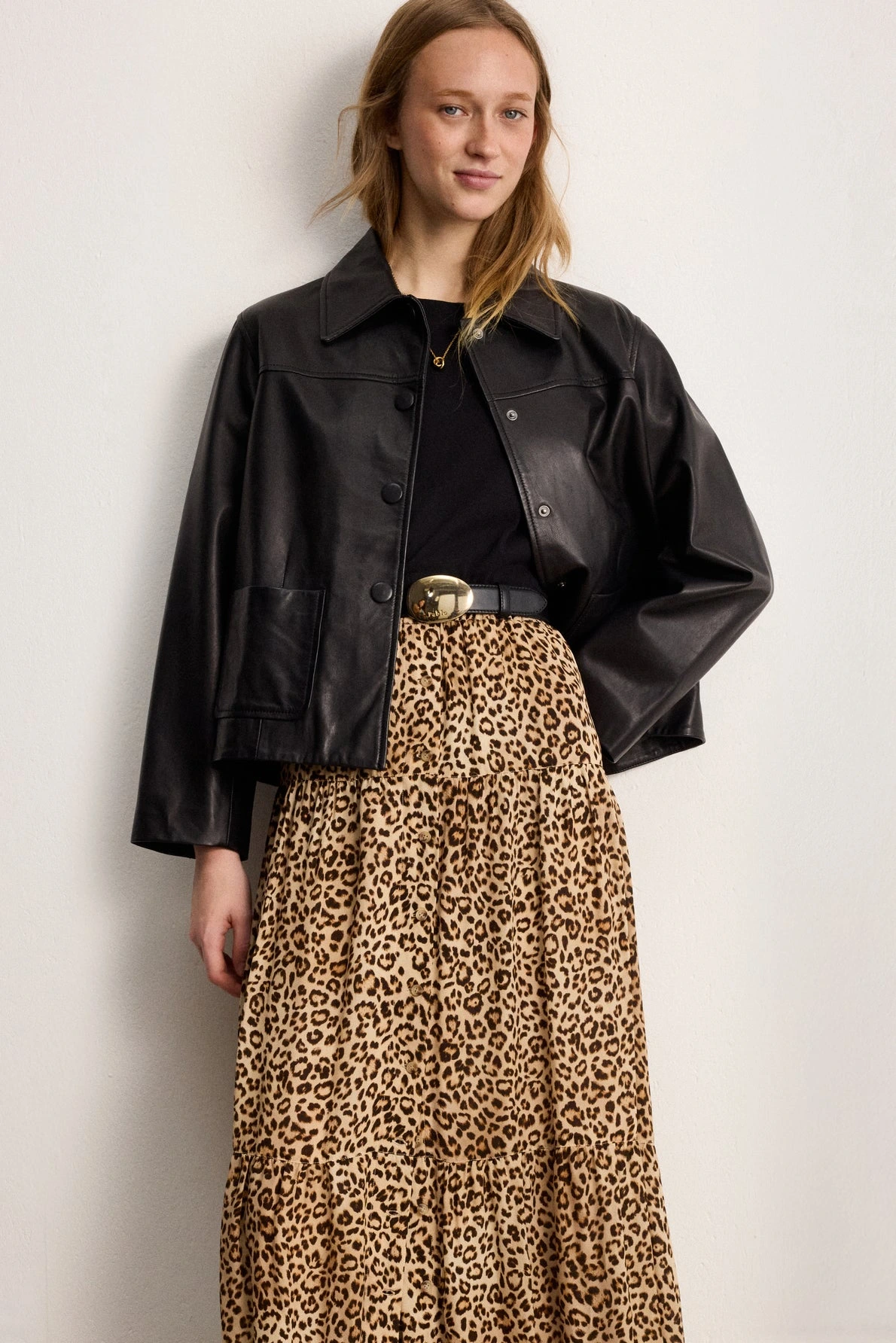 Look femme avec jupe longue léopard Nayana