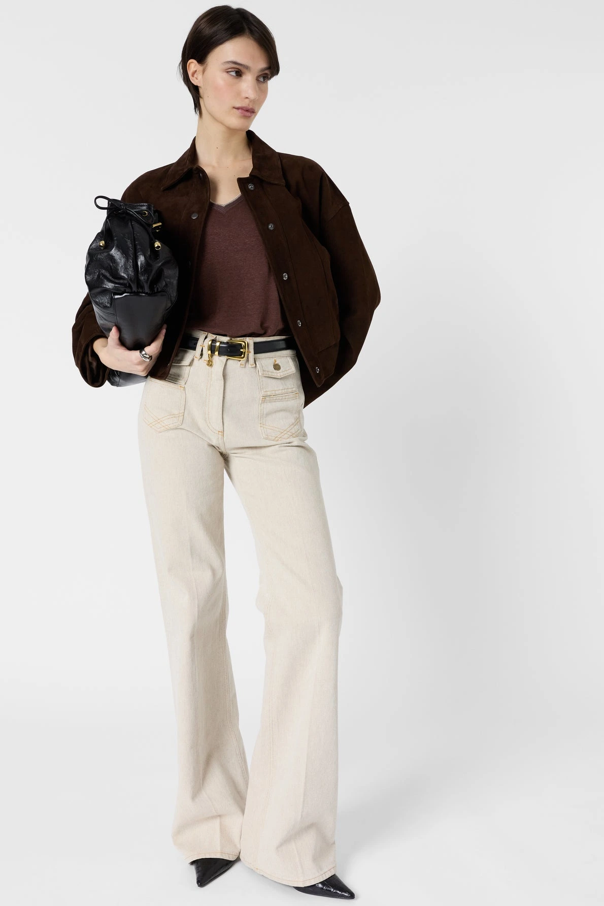 Look femme avec T-shirt Mirana marron