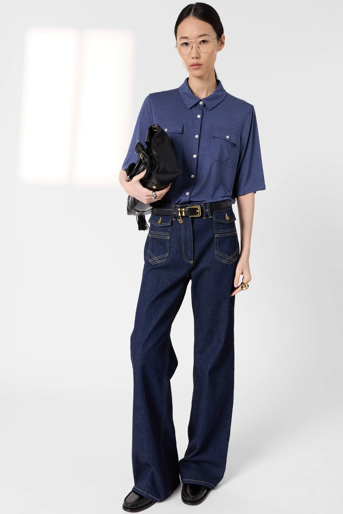 Look femme avec T-shirt polo Myla indigo